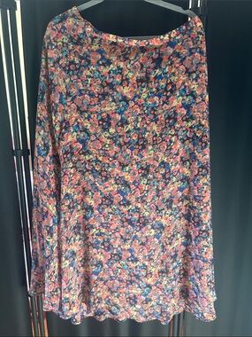 Decree Floral A-Line Skirt in Navy Multicolor